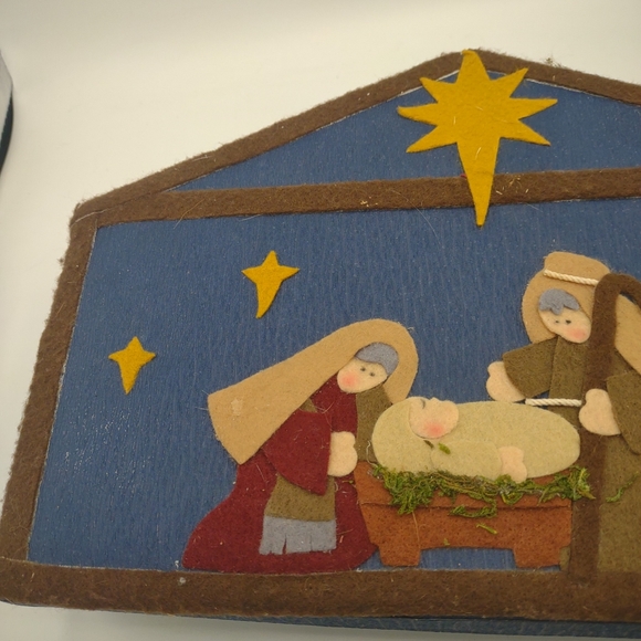 Vintage Xmas Nativity Scene 11 pieces Resin Figurines w Felt Applique Box - Picture 16 of 16